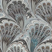 Black and Grey Marbeled Feathers Italian Print Paper with Golden Highlights ~ Carta Fiorentina Italy